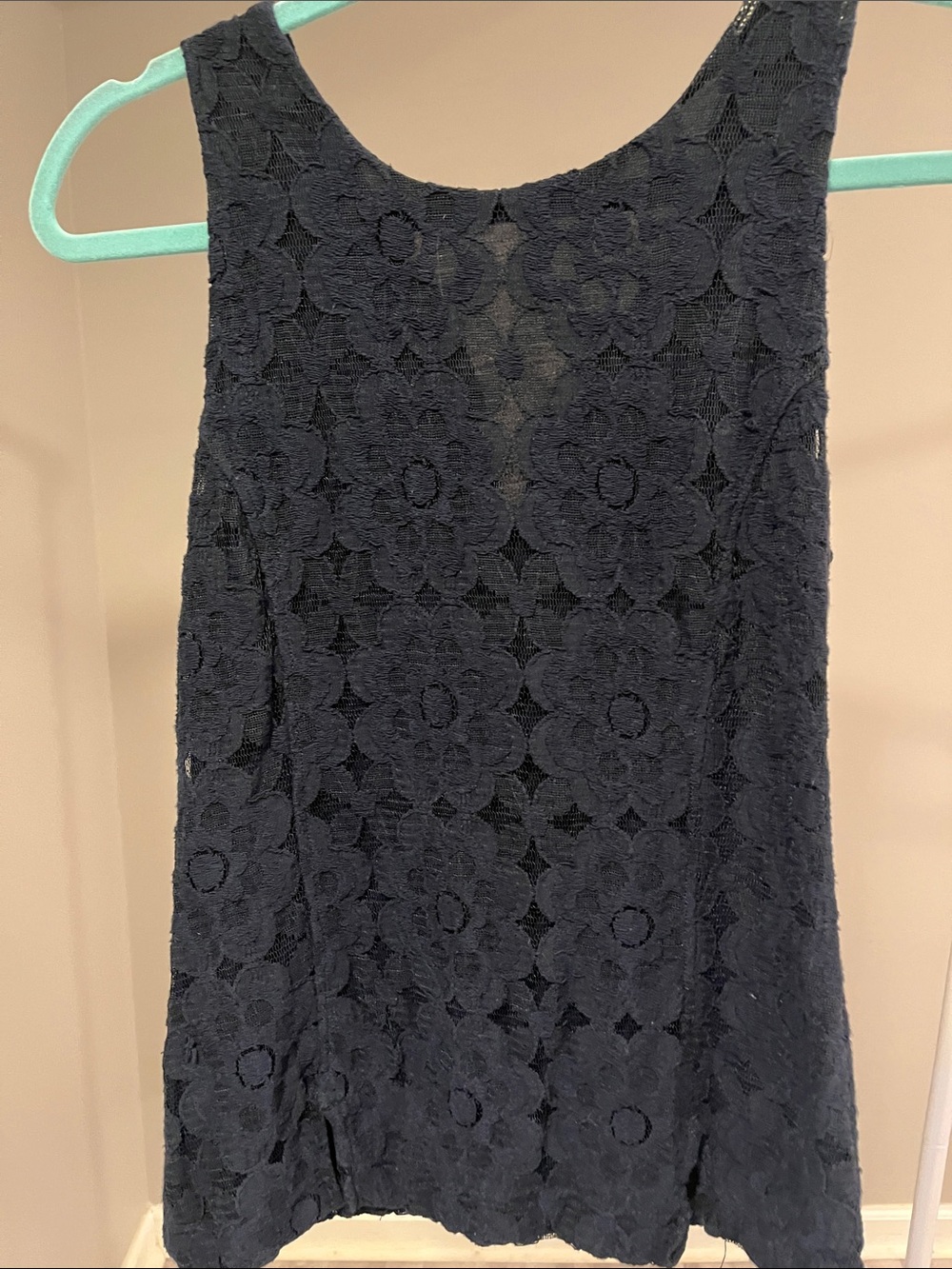 Banana Republic Navy Floral Lace Tank Top